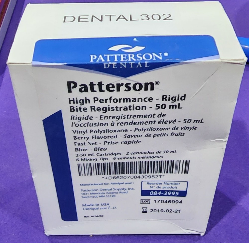 00302 - Patterson Rigid Bite Registration High Performance Fast Set ~NEW 02-2019