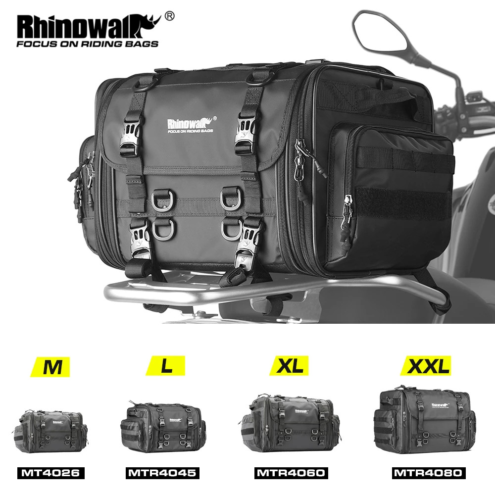 Rhinowalk Motorcycle Travel Luggage Bag Waterproof 19L-60L Motor Tail Bag Black