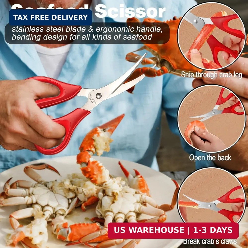 11 Pcs Crab Crackers and Tools, Seafood Tools Set, Crab Leg Cracker, Seafood Sci