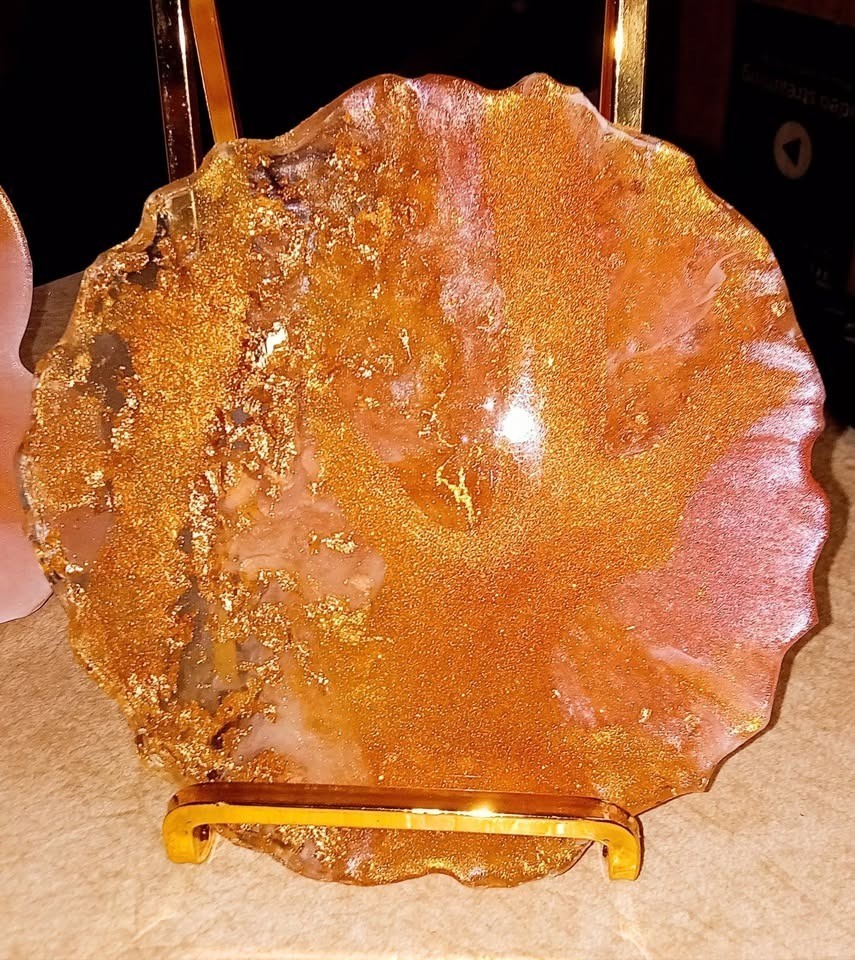 Large Geode Style Hostess Serving Tray Set