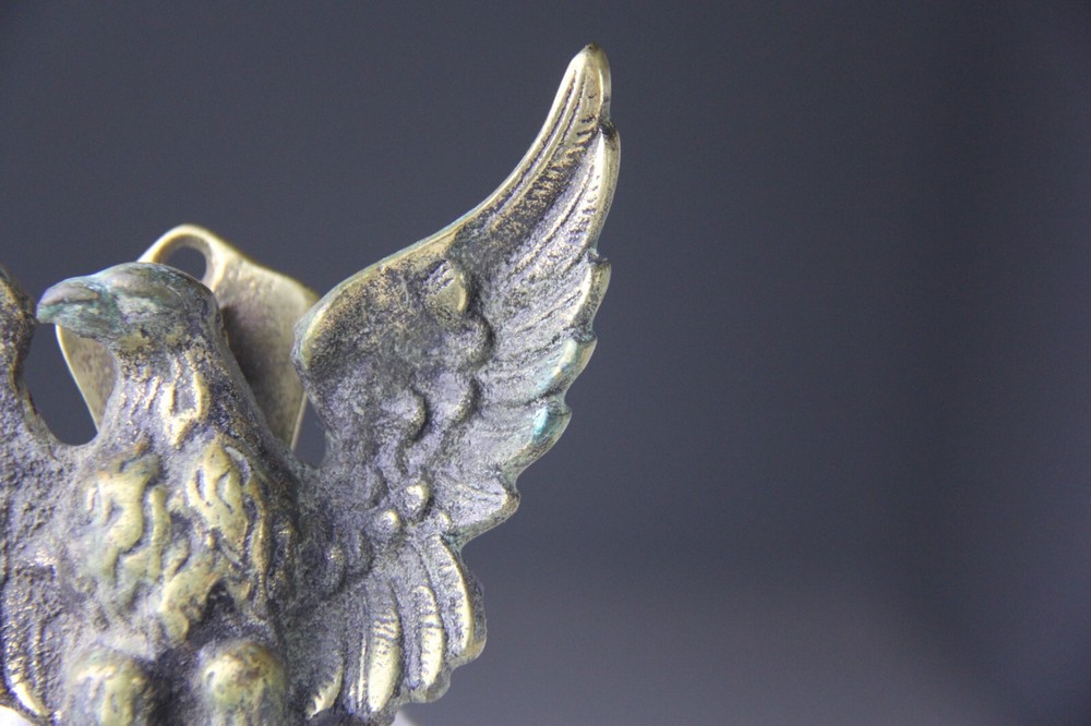 Antique Cast Brass Spread Winged Eagle Door Knocker - Perched Bird