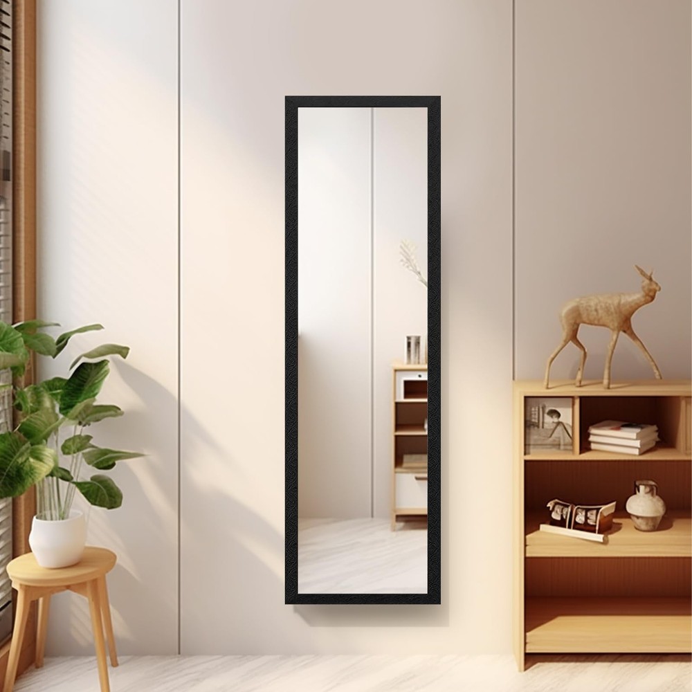 Full Length Wall Mirror 50"x14" - Explosion-Proof, Rectangular, Black Frame D...