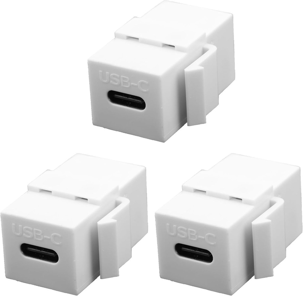 3 PACK Keystone Jack Insert Coupler USB 3 Type C to C Female Coupler Type WHITE
