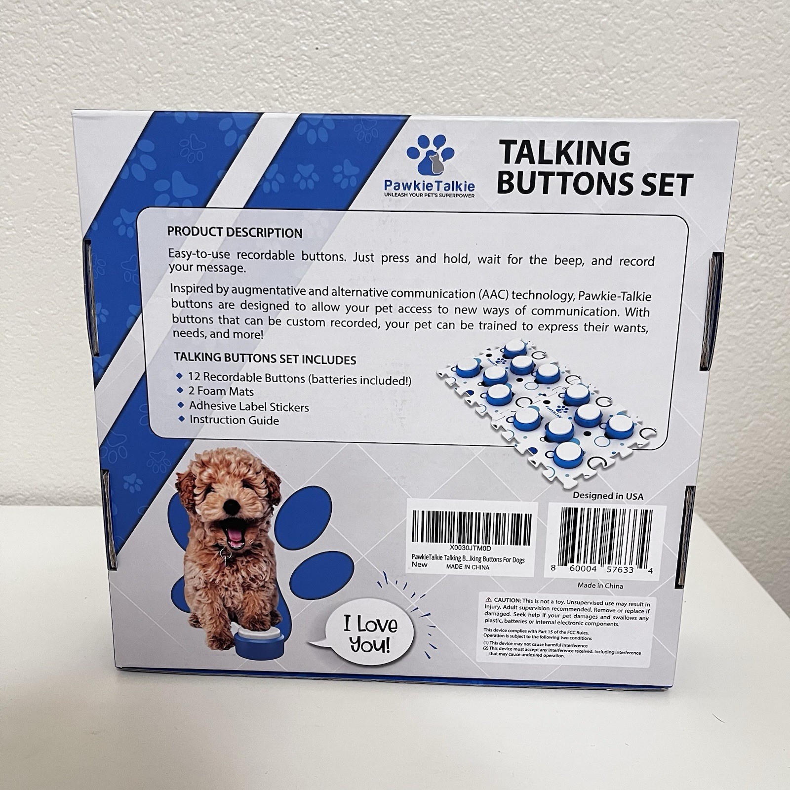 Pawkie Talkie Dog Talking Buttons Echo System Set 12 Buttons + 2 Mats