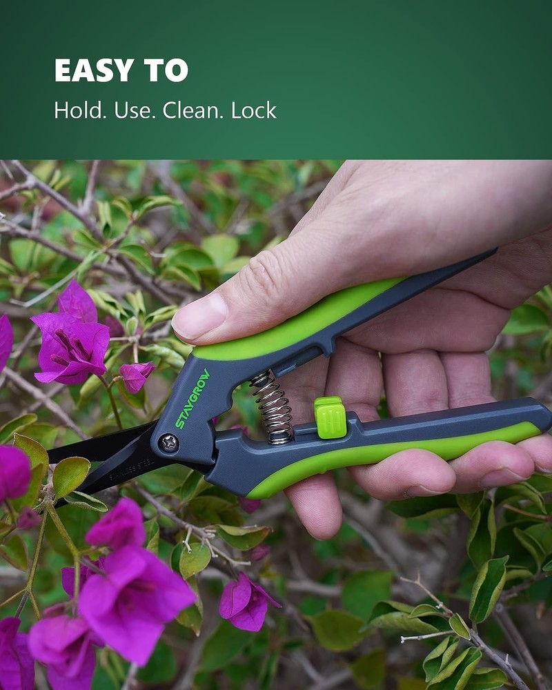 6.5" Precision Pruning Shears - Spring-Loaded Stainless Steel Garden Scissors