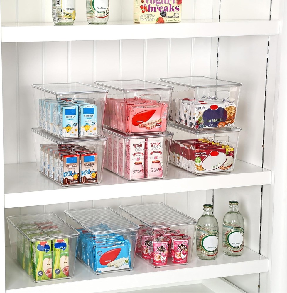 6 Pack Clear Stackable Storage Bins with Lids - Perfect for Home Organization