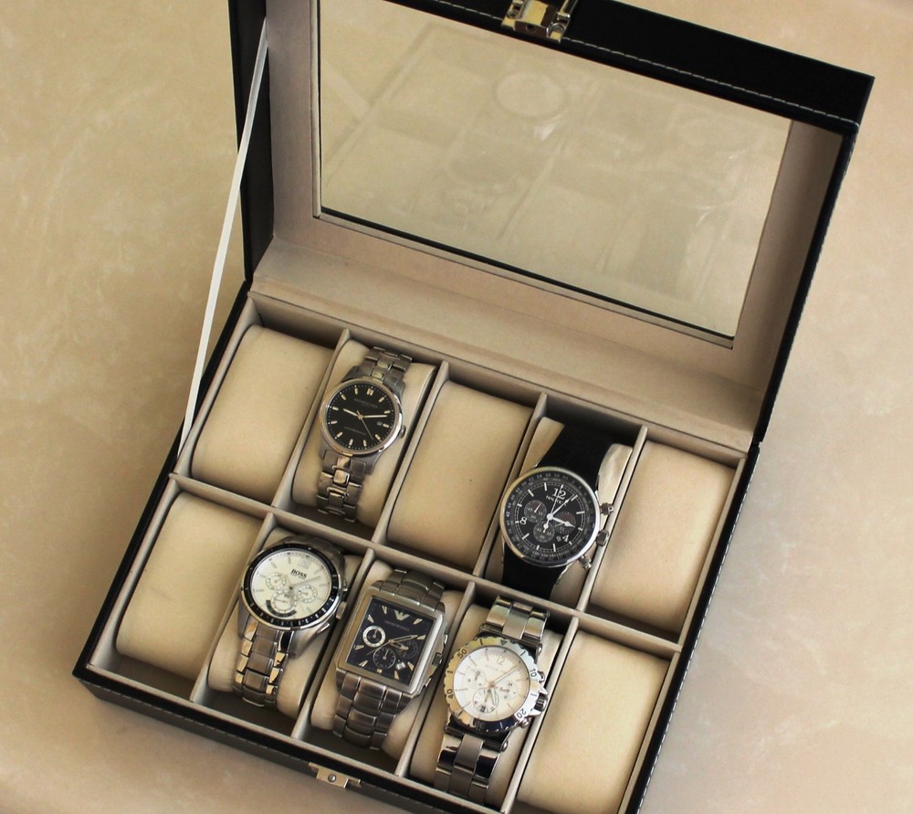 Personalized Black Watch Storage Box