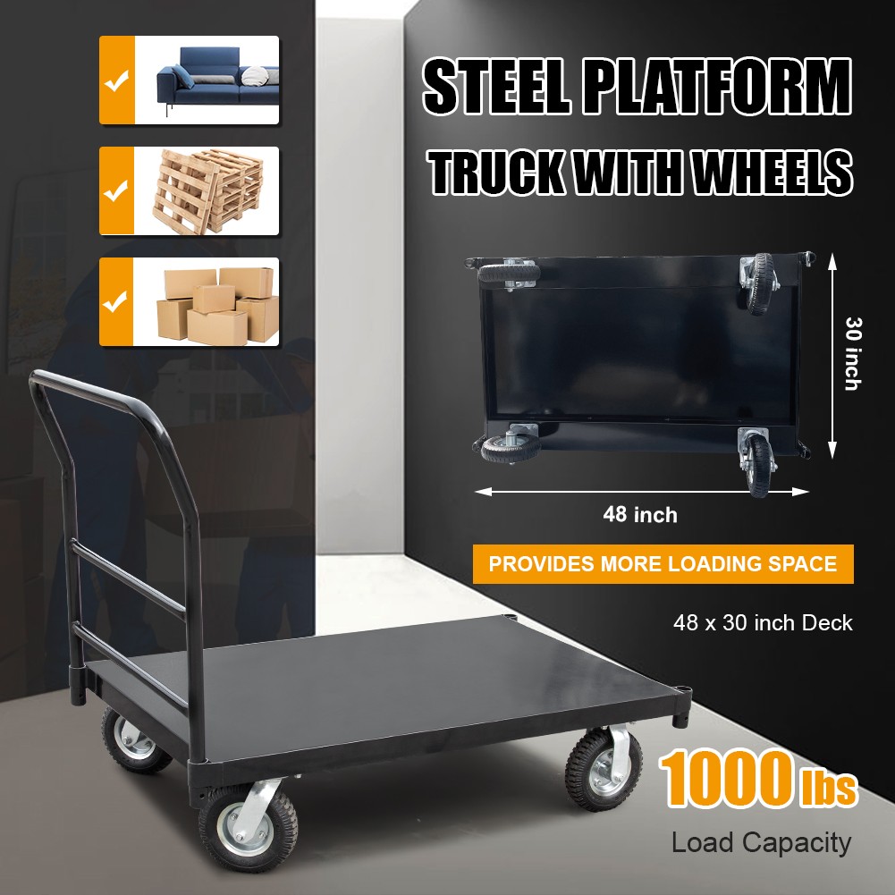48"x 30" Portable Dolly Steel Platform Truck Industrial Push Cart1000lb Capacity