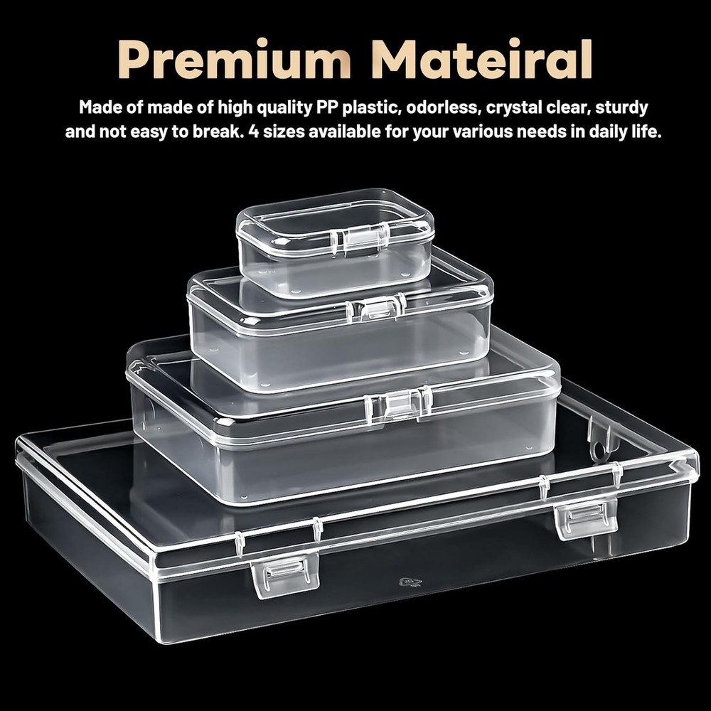 24 Pack Mixed Sizes Small Plastic Storage Containers, 4 (24Pcs), clear