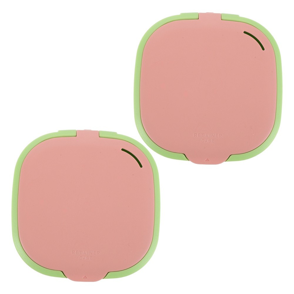 2 Pcs Denture Holder Cute Slim Retainer Aligner Case with Mirror