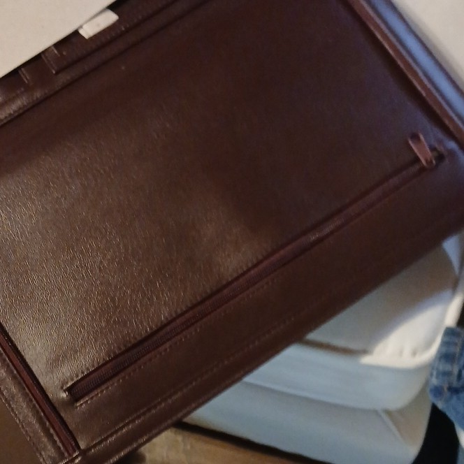 Heritage Brown Briefcase Document Case with Push Lock, Zip, Inner Pockets