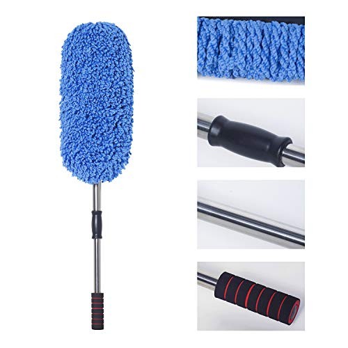 (3 Pack) Microfiber Car Duster Exterior Scratch Free, Extendable Medium Blue