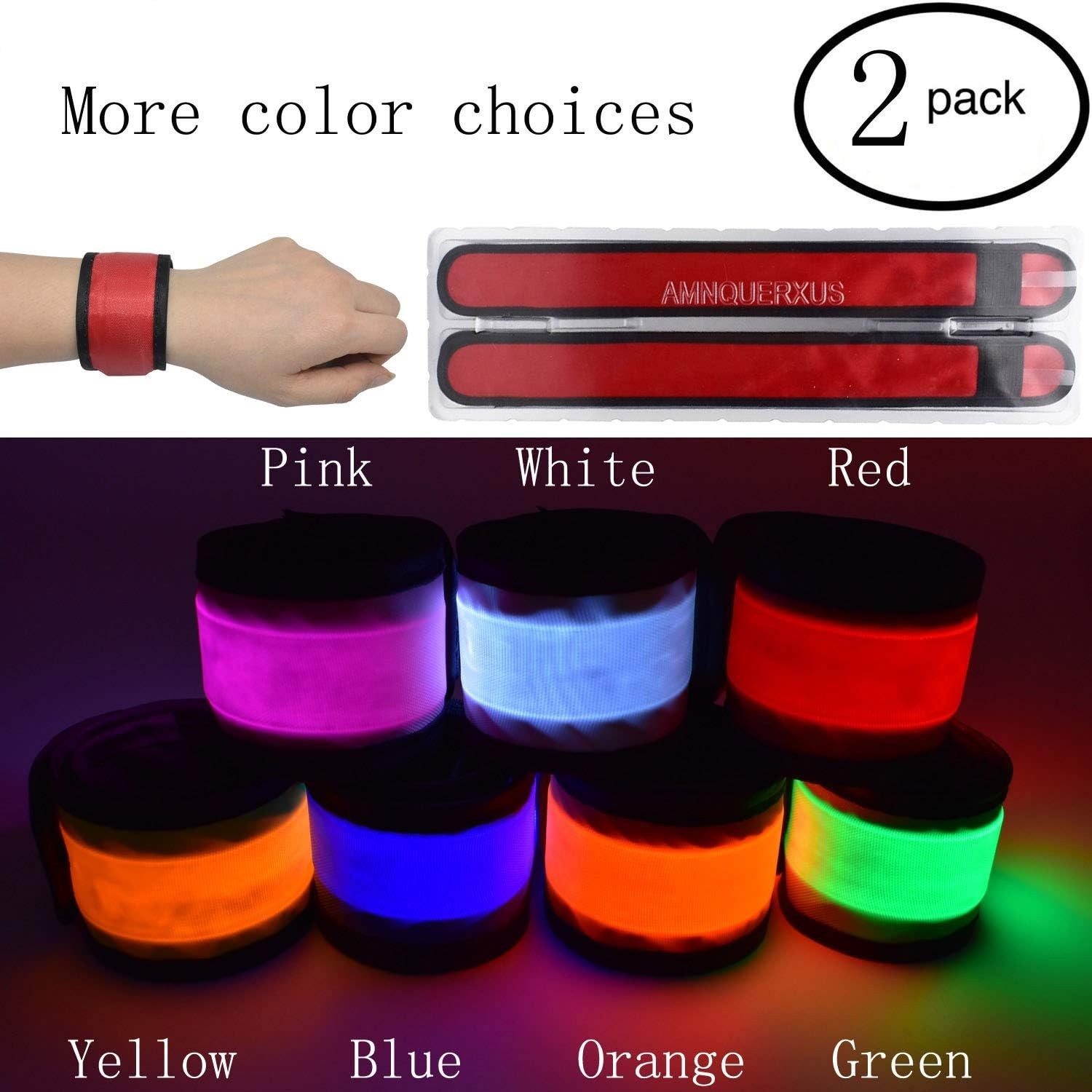 LED Glow Slap Bracelets Light Up Wristbands Flashing Arm Wrist Bands High Vis...