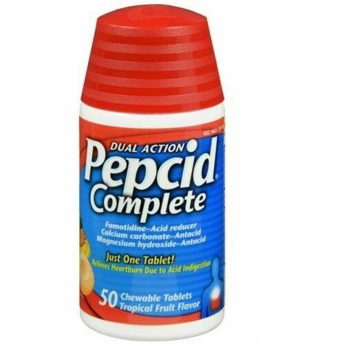 PEPCID COMPLETE 50 CHEWABLE *TROPICAL FRUIT* TABLETS EXP 07/2027