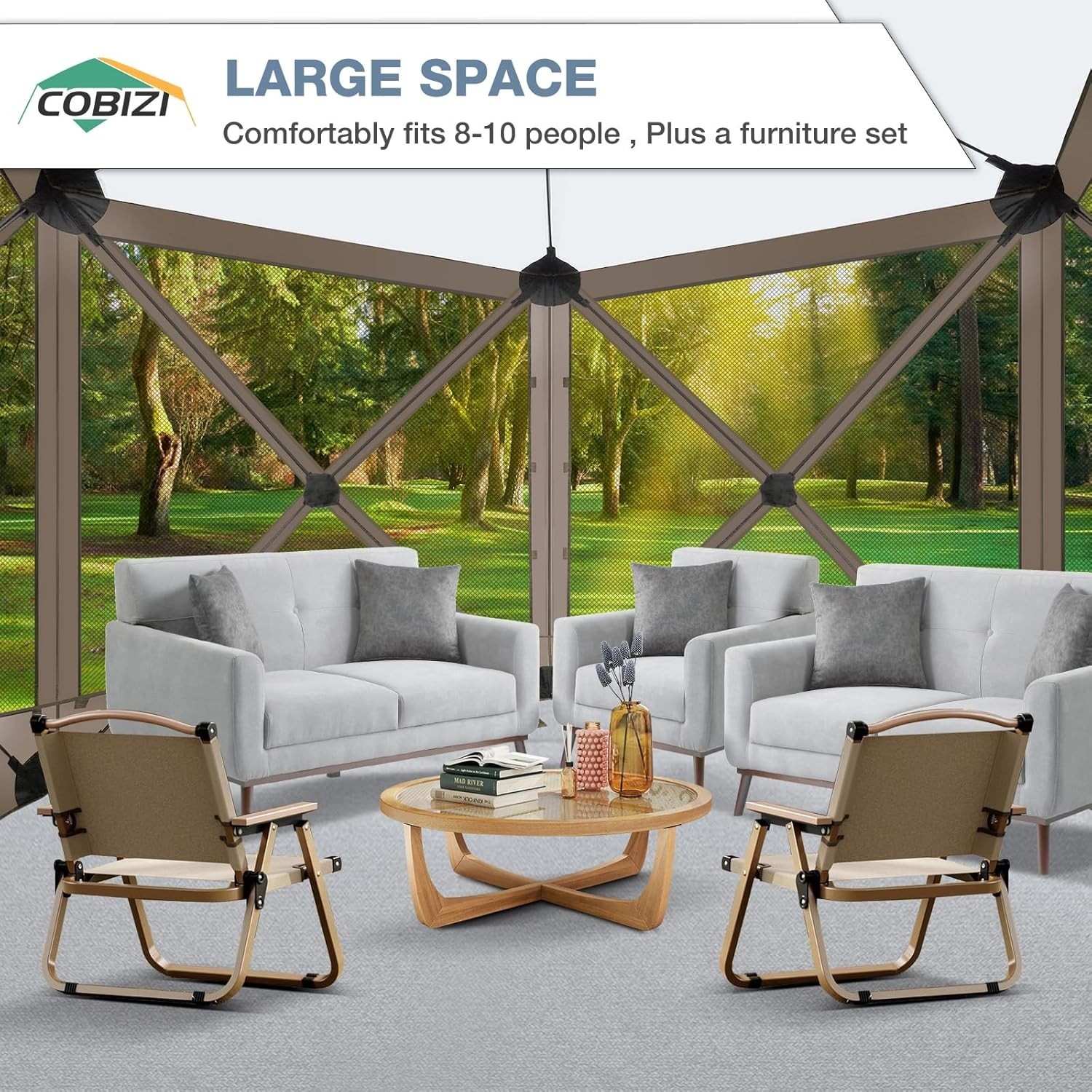 10x10 Pop up Gazebo Instant Screen House Camping Hub Tent with Mosquito Netting