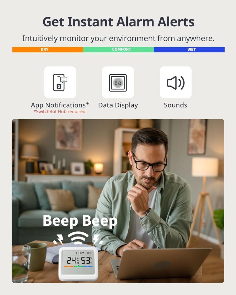 SwitchBot Meter Pro, Digital Hygrometer & Thermometer - White
