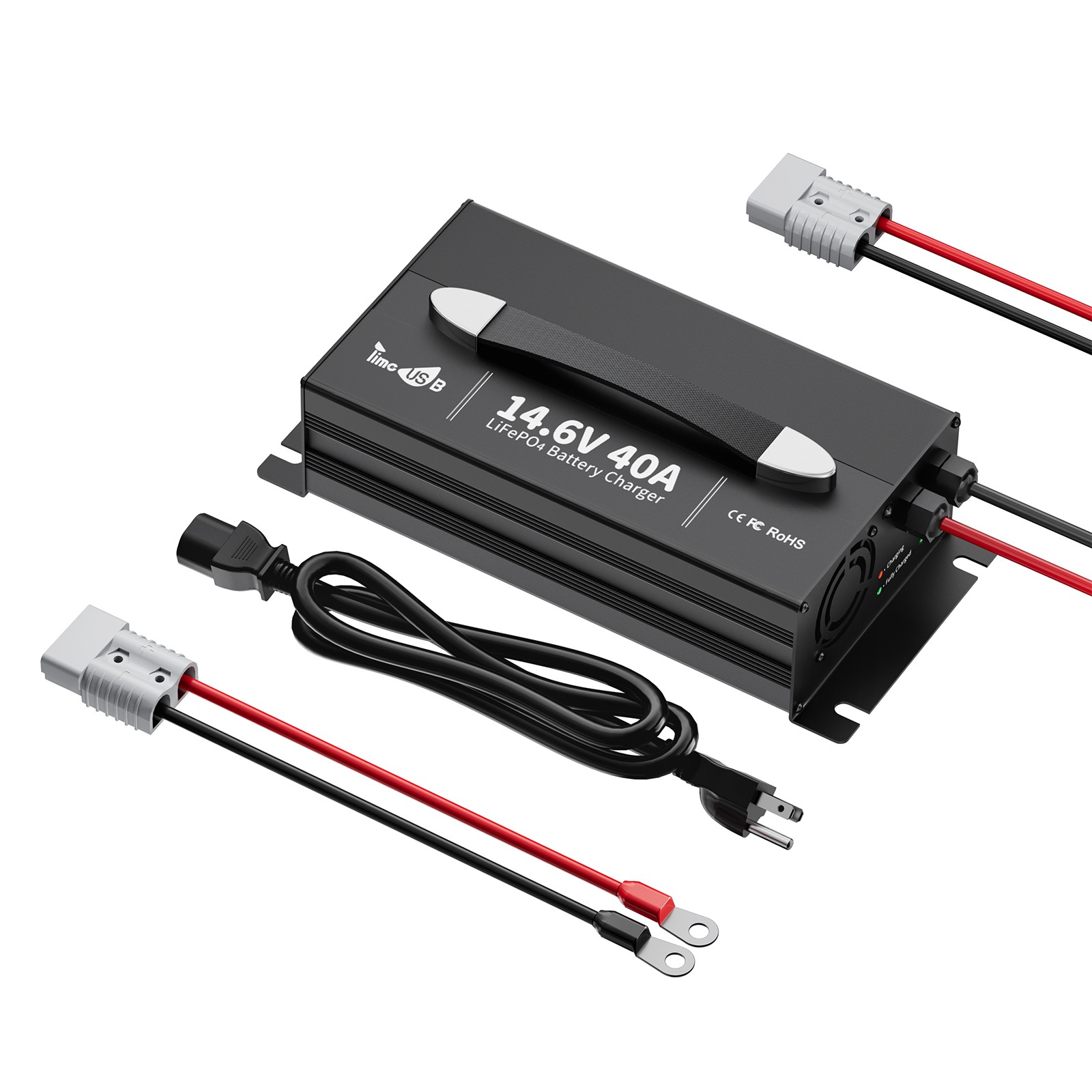 Timeusb 14.6V 40A Smart LiFePO4 Battery Charger LED Fast Charging -Excellent