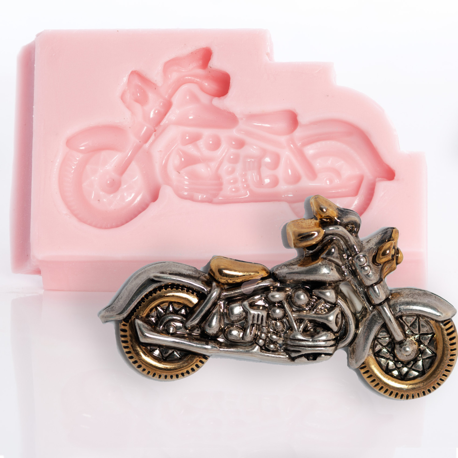 Motorcycle Silicone Mold, chocolate, fondant, polymer clay, soap, wax mold (816)