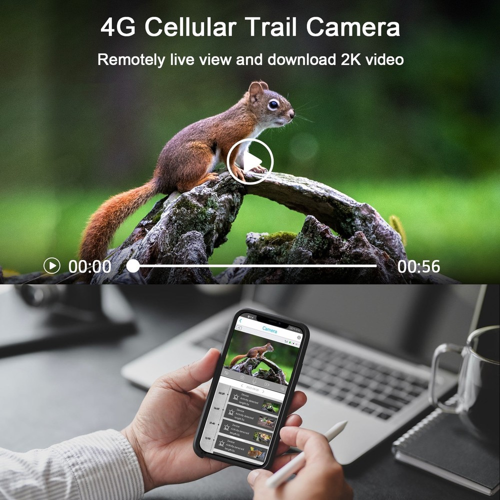 Campark 2K 4G LTE Cellular Solar PTZ Trail Camera Security Camera SIM Card US