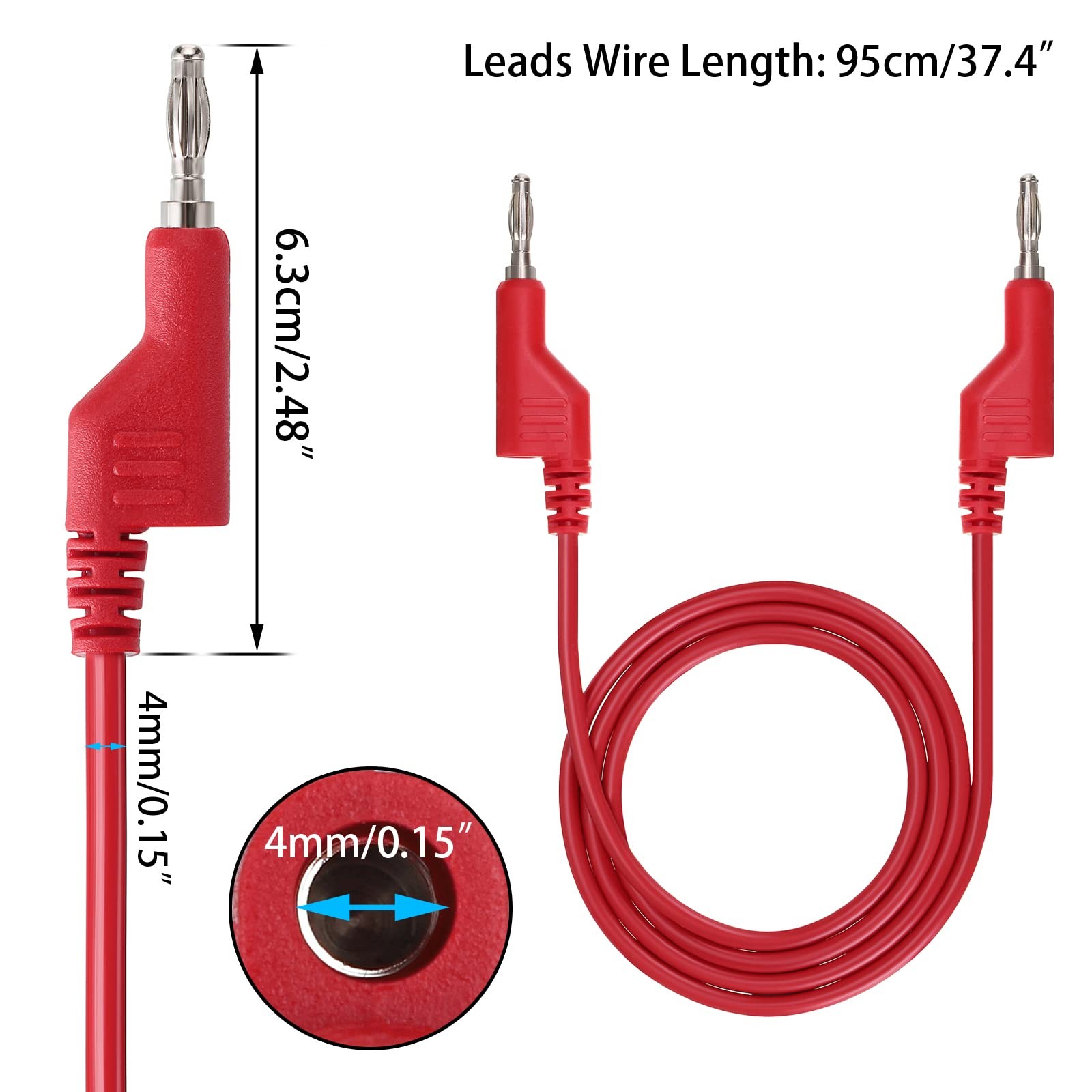 2Pcs Banana to Banana Plug Test Leads - Stackable 4MM Banana Plug Test Cables...