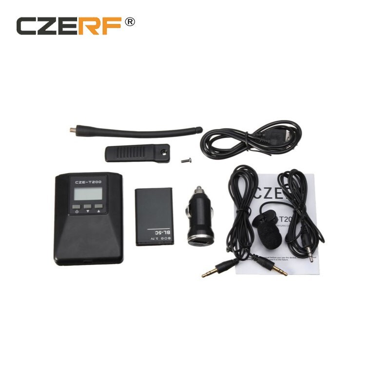 CZE-T200 Portable FM Transmitter Radio Broadcast Stereo Mono Power Adjustable