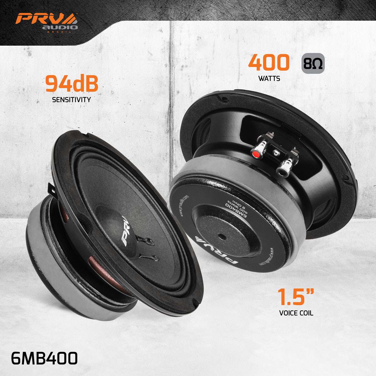 4x PRV Audio 6MB400 Midbass Pro Audio 6.5' Speakers 8 Ohm 6MB PRO 1600 Watts
