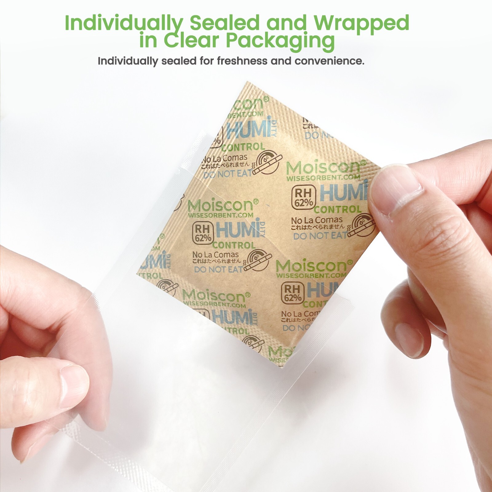 62% RH 8 Gram 2-Way Humidity Control Packs for Storing 1 oz Individually Wrapped