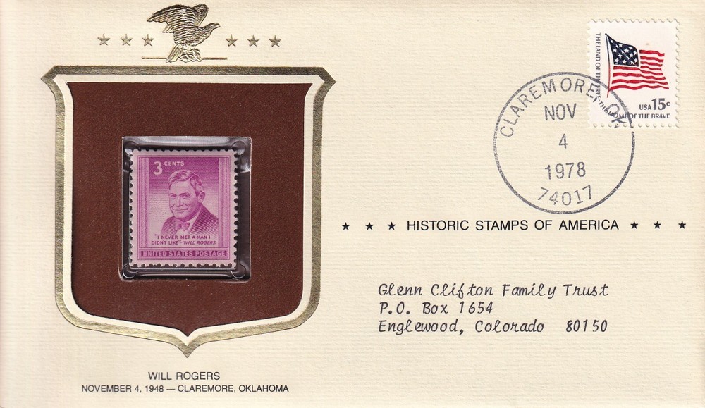 STAMP US SCOTT 975 & 1597 "Will Rogers" 3 CENt 1948 MNH STAMP IS REAL