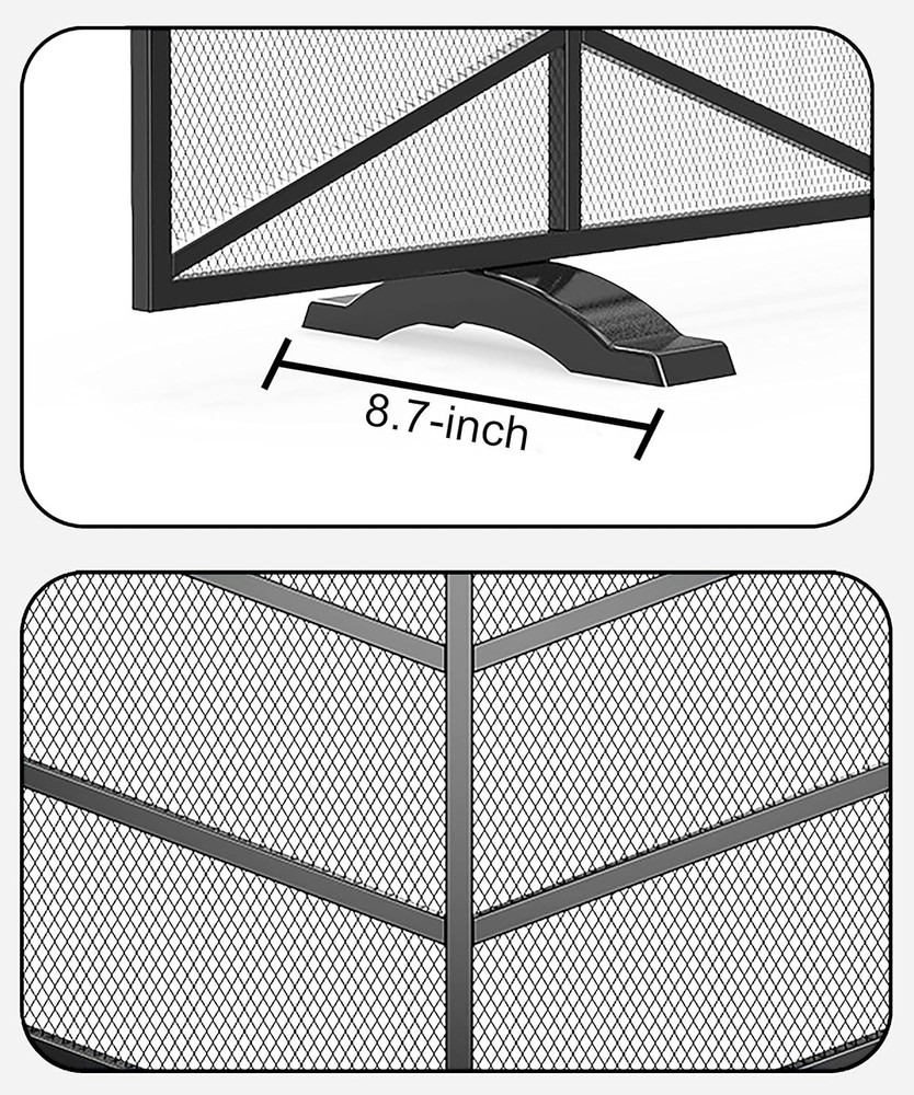 Single Panel Iron Mesh Chevron Fireplace Screen Fire Spark Handcrafted Wrought