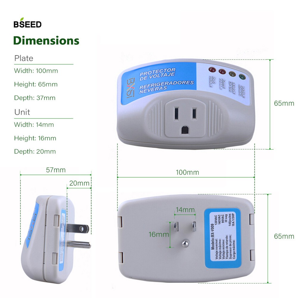 2 Pack US 120V Voltage Protector Surge Home Refrigerator Power Outlets