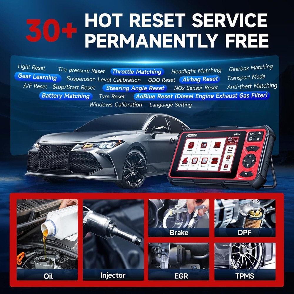 ANCEL DS300 Bidirectional Car OBD2 Diagnostic Tool ECU Coding All System Scanner