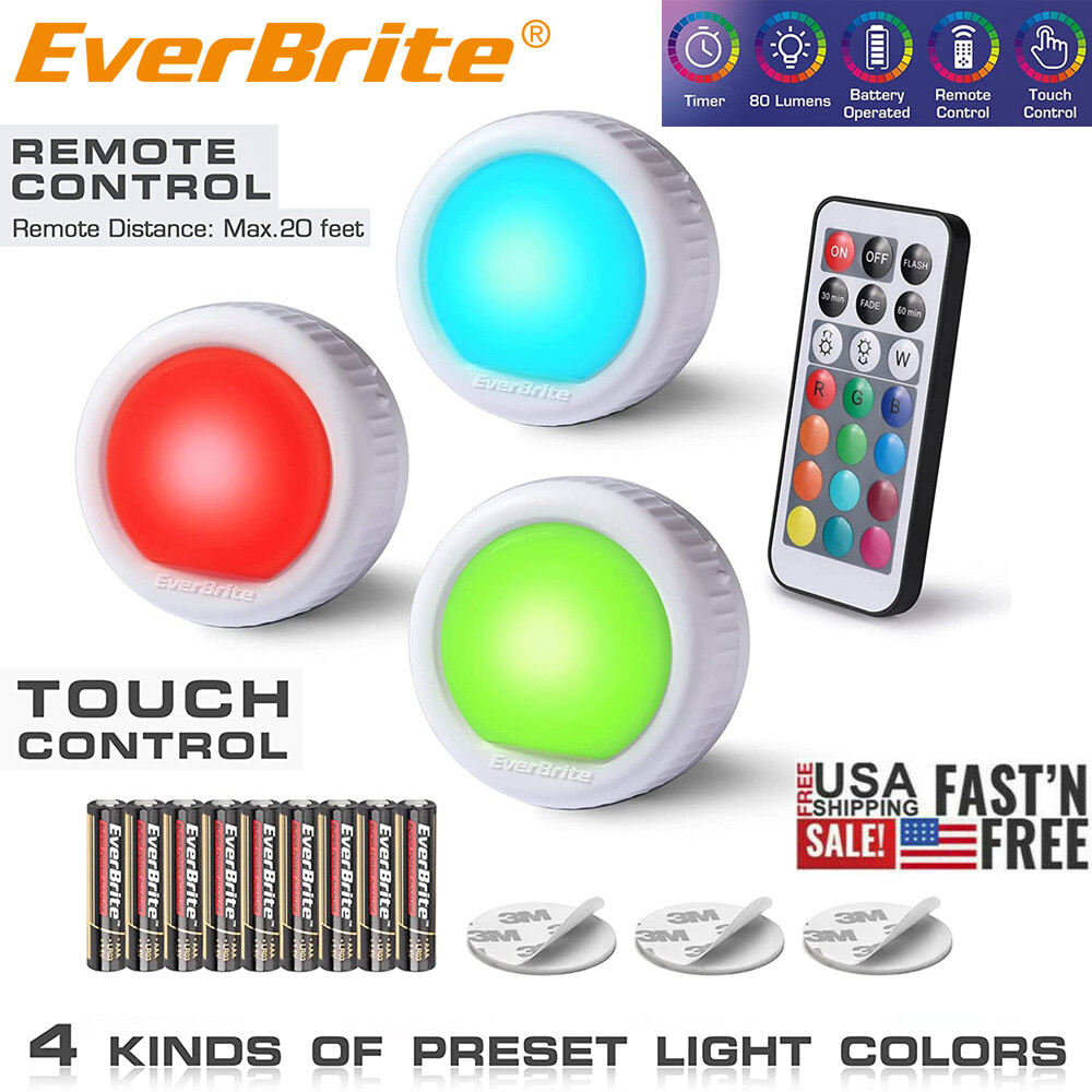 EverBrite Tap Light Push Light LED Puck Light Wireless Touch Light Under Cabinet