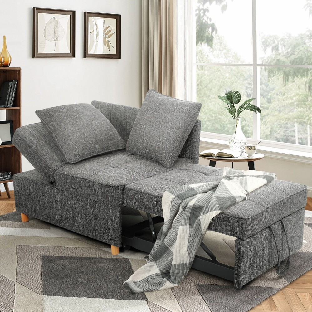 4-in-1 Folding Ottoman Sofa Bed, Convertible Chair Multi-Function Sleeper Sofa:】
