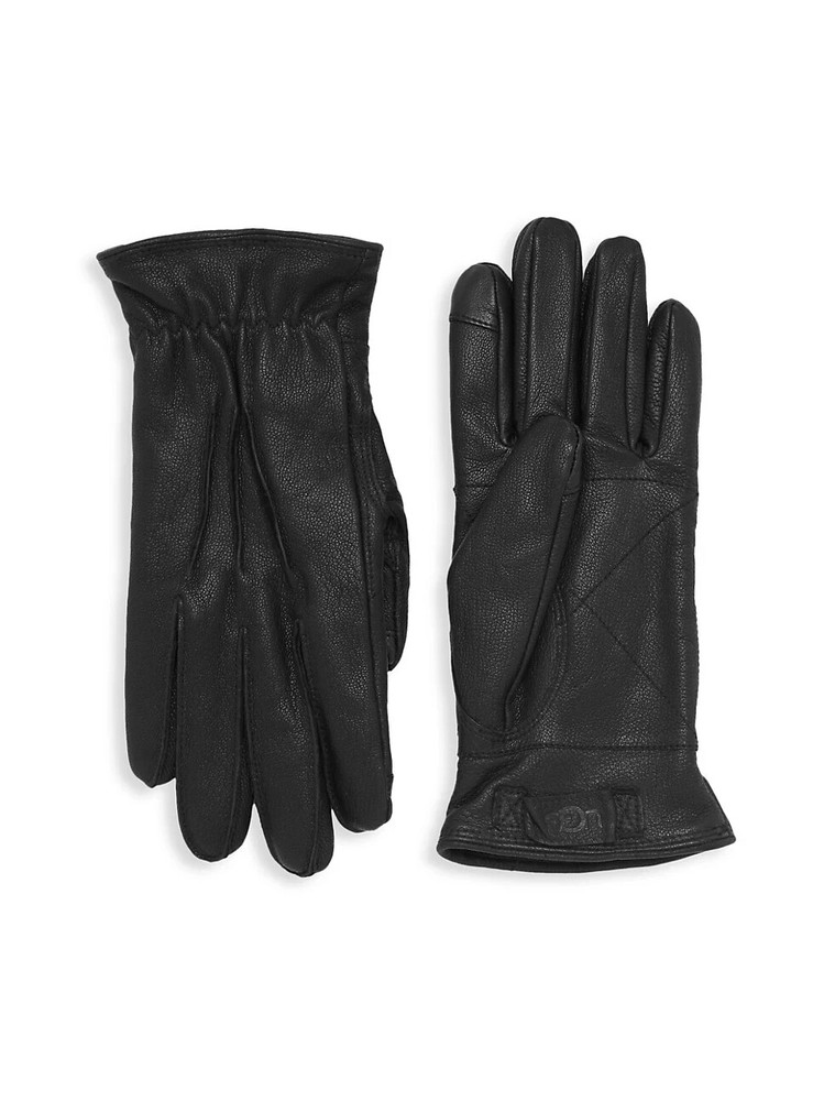 NWT Men's UGG Tech Enabled Touch Screen Button Leather Gloves XL BLACK