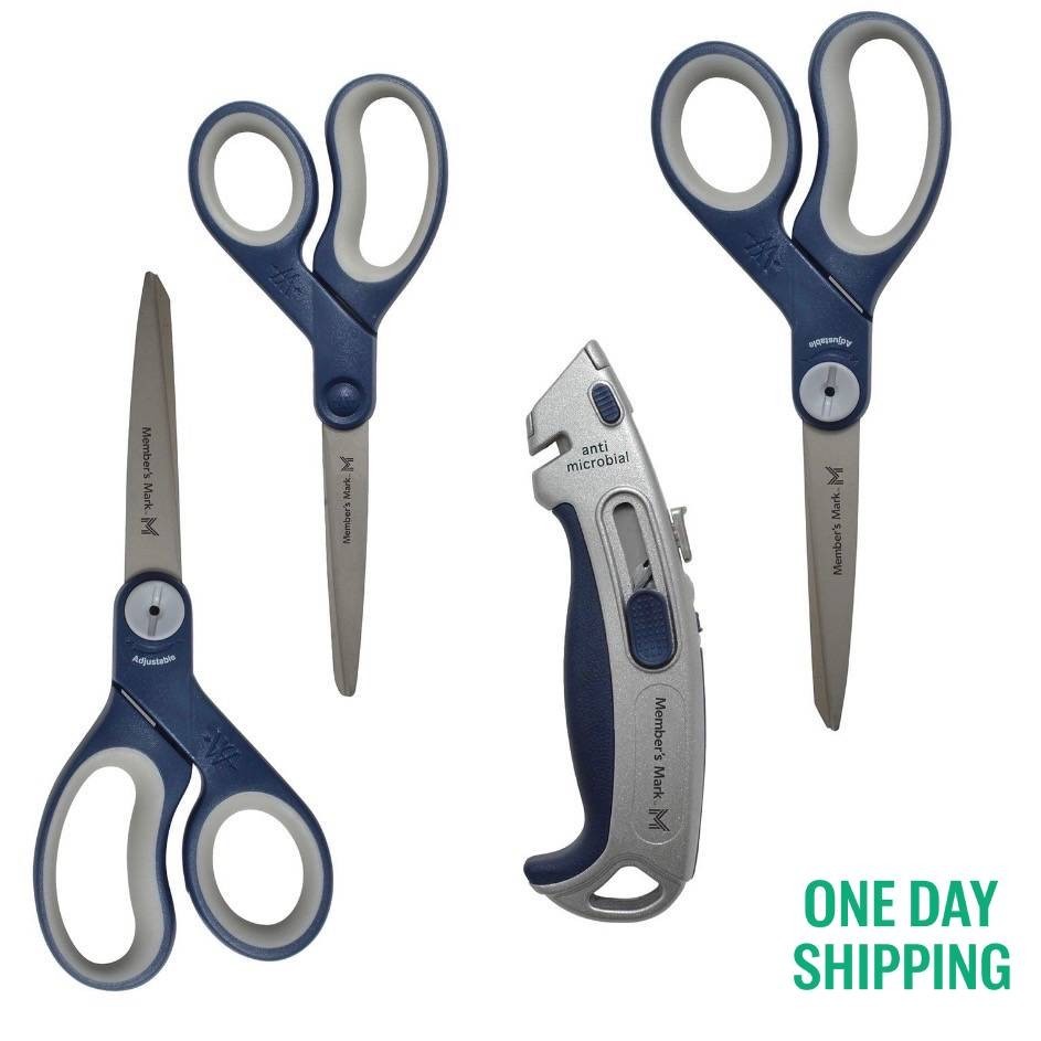 Member's Mark Anti-Microbial Scissors with Box Cutter – Safe & Versatile Tool