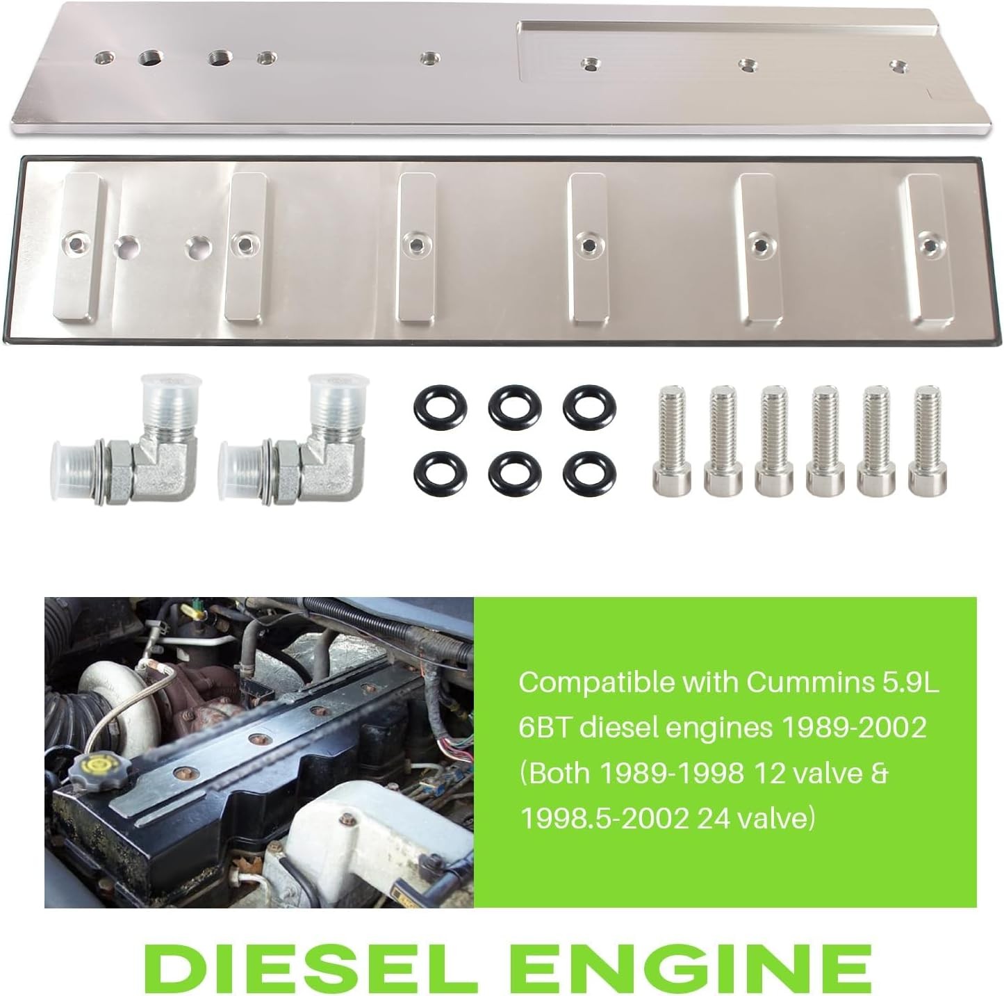 Aluminum Billet Tappet Cover Kit for Cummins 89-02 Dodge Ram 5.9L 12v 24v Diesel