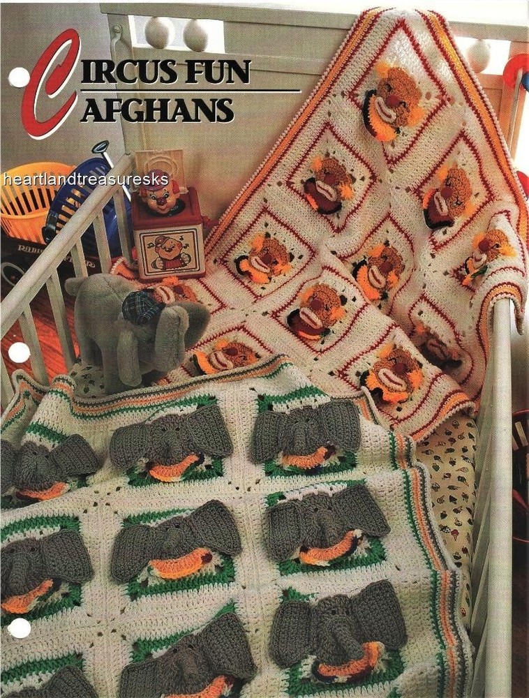 Circus Fun Afghans  Annie's Attic Crochet Afghan Pattern Leaflet  2 Patterns