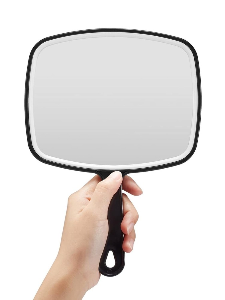 Foldable Hand Mirror - Black Classic Design with No Distortion, Includes Comb