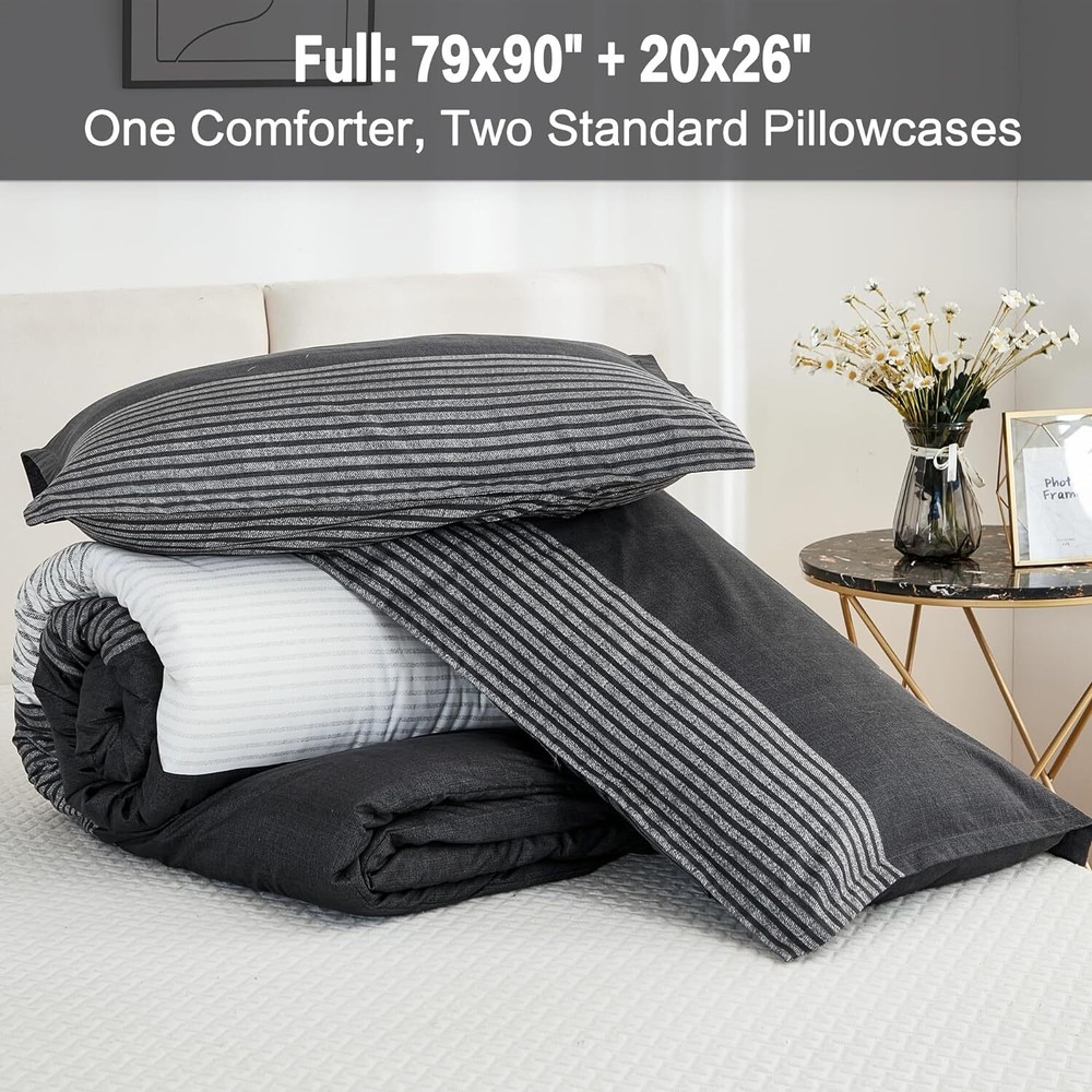 Litanika Full Size Comforter Sets Black White Grey - 3 Full,