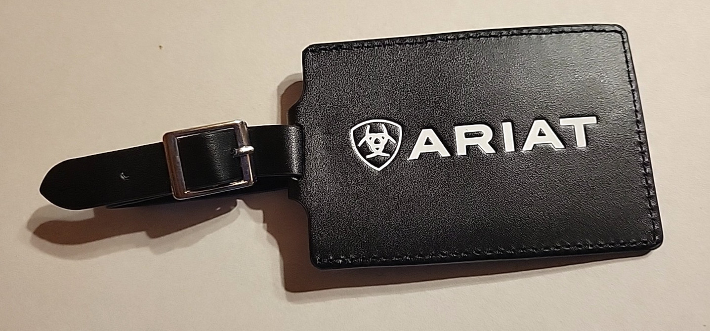 New Ariat Genuine Top Grain Leather Luggage Tag With Snap And Adjustable Buckle