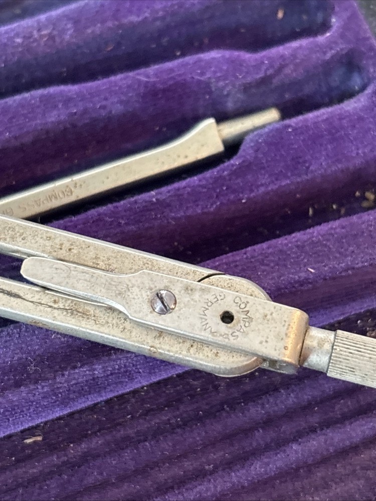 Vintage Drafting Tool Set Compass Germany Dividers Ruling Pen Case Incomplete