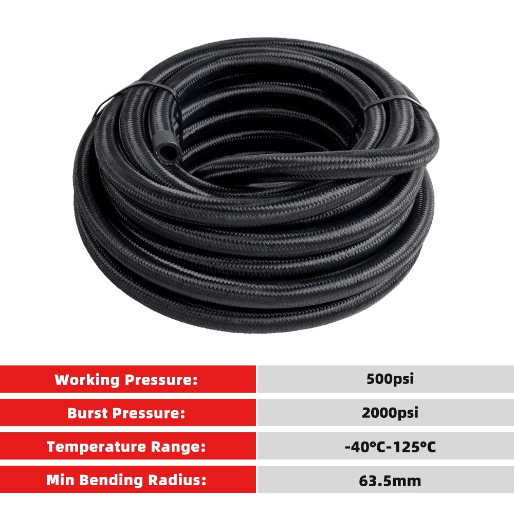 4AN-6AN-8AN-10AN-12AN CPE Fuel Line Nylon & Stainless Steel Braided Fuel Hose