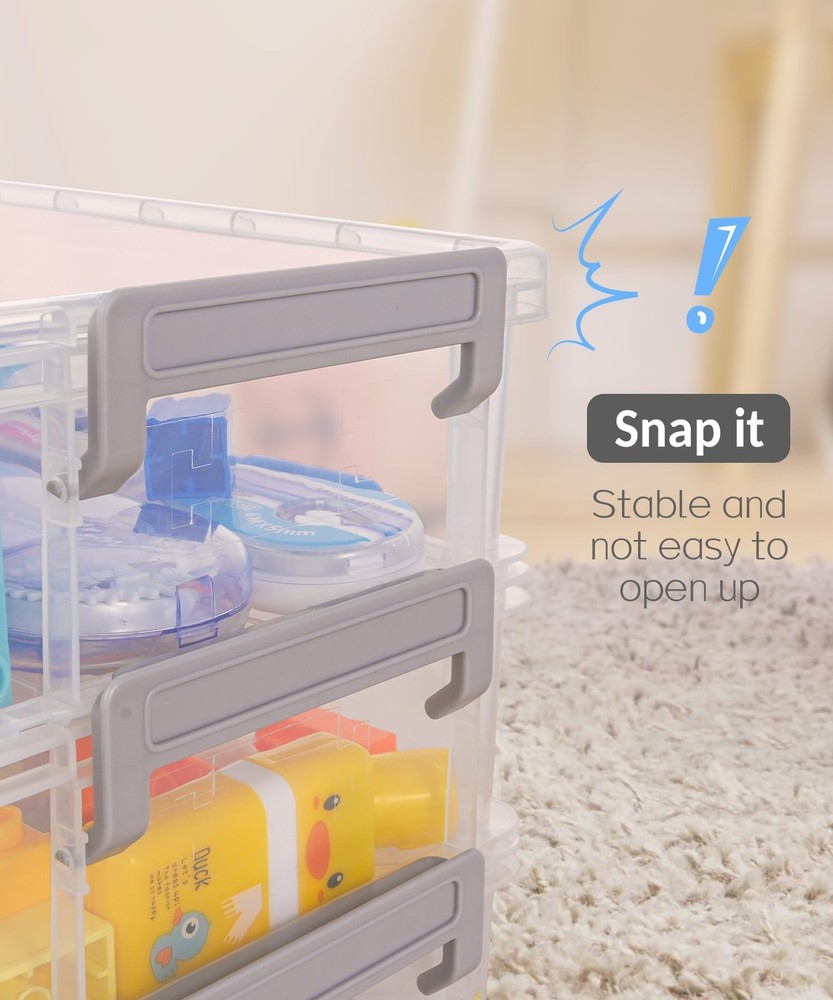 Sooez 6 Pack Extra Large Pencil Box, Plastic Case Crayon Large, Grey