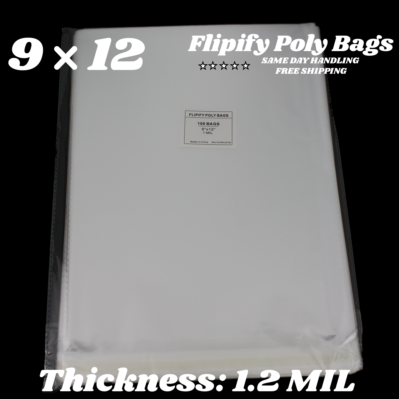 9x12 Clear Resealable T-Shirt/Apparel Self Seal Cello Lip Tape Poly Plastic bags
