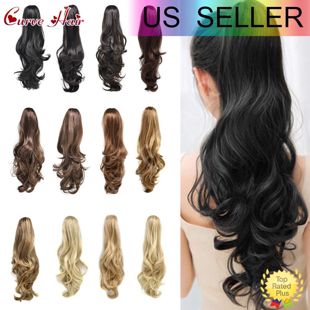 Claw Clip in Ponytail 22" Wavy Long Hair Piece Jaw Pony Tail Extension Synthetic