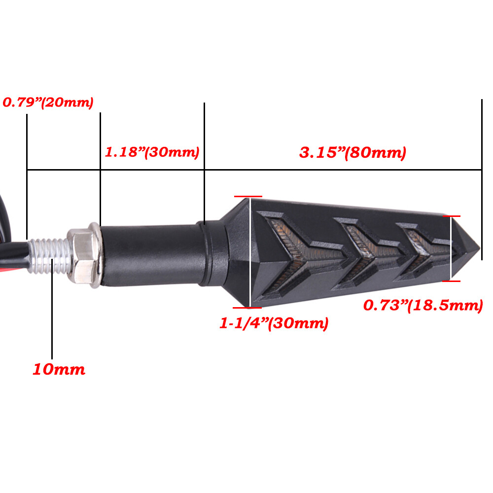 4X Sequential Motorcycle LED Turn Signals Flowing Water Blinker Lights indicator