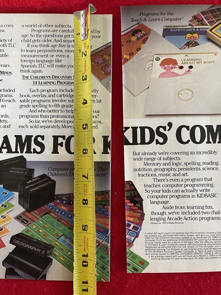 Vintage 1985 Mattel Programs For Kids Computers Print Ad