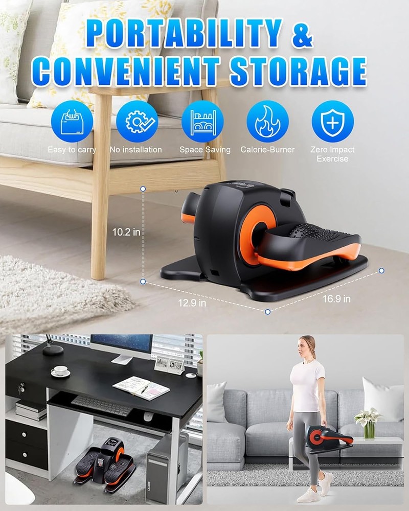 12 Adjustable Electric Elliptical Leg Exerciser Under Desk Elliptical Machine