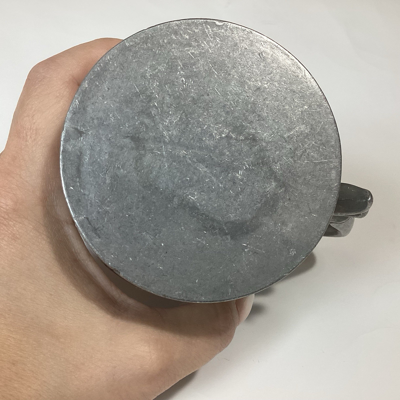 Vtg Pewter Beer Mug Stein Tankard Barware Renfaire Decor 4.5” Engraved “Fred”