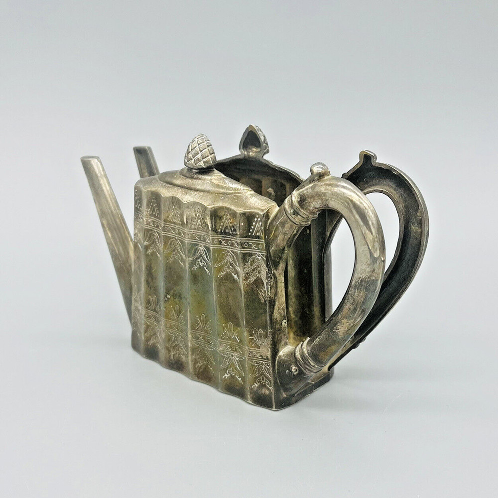 VTG 90’s Godinger Silver Art Co Teapot Napkin/Letter Holder Cottage Decor Patina